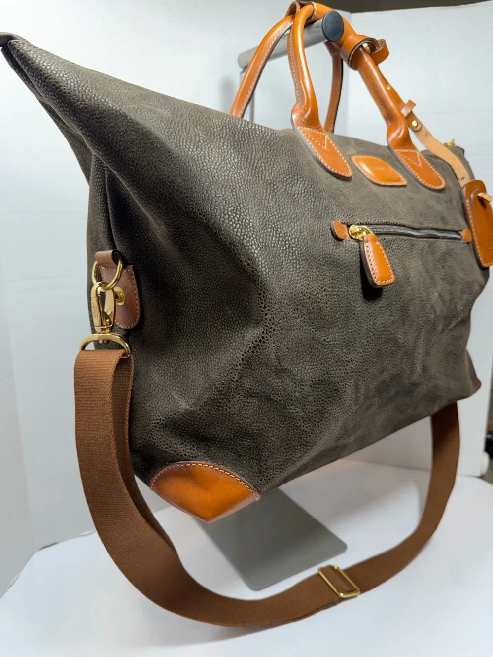 BRIC’S Leather-Trim Olive Canvas Weekender Bag - Men
